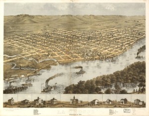 LaCrosse, Wisconsin - Bird's eye view, 1867